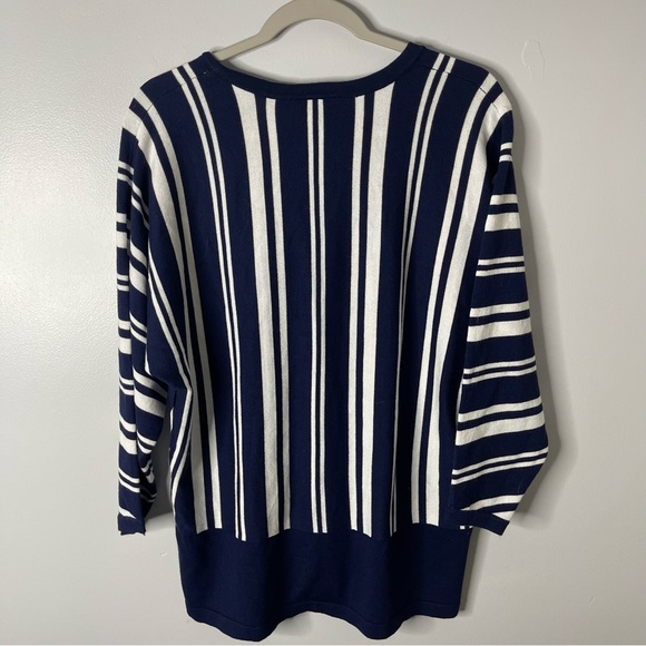 Lane Bryant Sweater 14 16 Blue Whit Chevron Stripes Dolman Sleeves - Picture 4 of 6